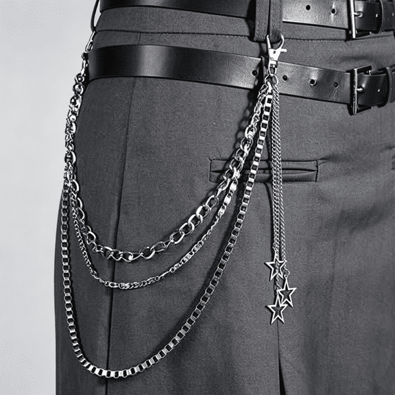 DESIGNICE Jean Chain Belt for Men&Women,Pocket Chain Goth Punk Chain Belt Chain Layered Chunky Pants Chain and Vintage Hip Hop Wallet Chain Jewelry Accessory for Women Men