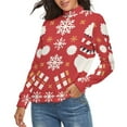 thumbnail image 2 of Snow Gift Sock Christmas Pattern Women's Turtleneck Sweater Long Sleeve Ribbed Fitted Turtle Neck Casual Fall Winter Collection Top M, 2 of 4