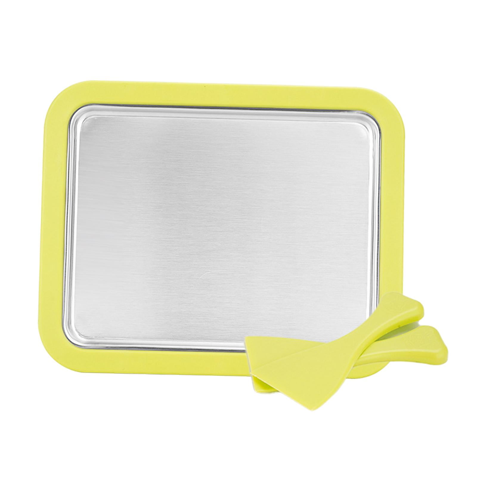 Fiocias DIY Ice Cream Maker Easy to Use Stainless Steel for Home Freezer Plate Anti Slip Yellow