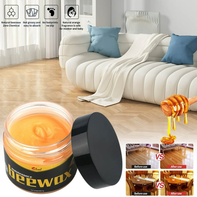 Abrillantador y acondicionador de madera de cera de abeja | Cera natural para muebles, suelos, mesas, armarios y puertas de madera | Restaura y protege las superficies de madera