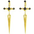 thumbnail image 1 of HAHDAXIA Gothic Sword Earrings Rhinestone Dagger Earrings Black Retro Sword Screw Earrings Cubic Zirconia Punk Sword Earrings Front Back Stud Earrings for Women Girl, 1 of 7