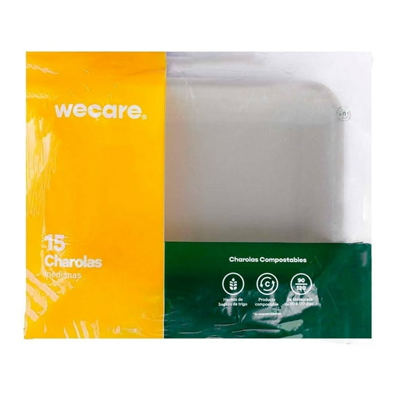 Charola We Care mediana compostable 15 pzas