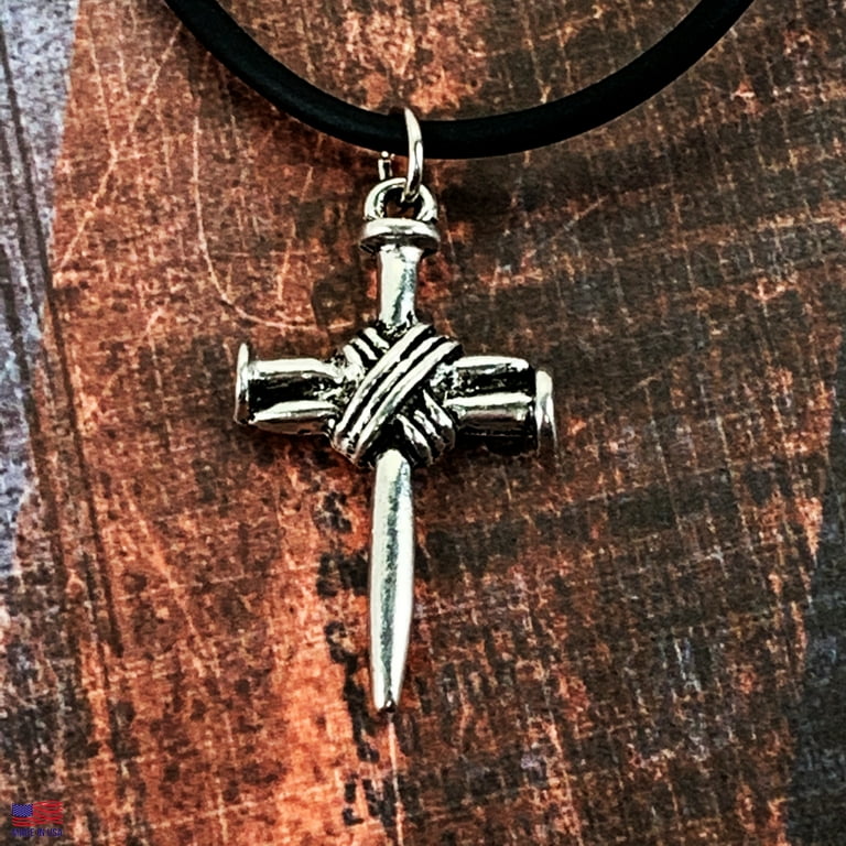 Cross necklace made deals with nails and wire