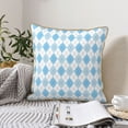 thumbnail image 6 of KLL Blue and White Squares Decorative Throw Pillow Covers Velvet Soft for Couch Sofa Bedroom Living Room Outdoor - 20"x20", 6 of 8