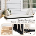 thumbnail image 7 of Patio Wooden Swing Chair with Cushion & Pillows,Acacia Wood Hanging Bench,10.8FT Hemp Ropes, 400lbs Weight Capacity,for Garden, Backyard, Porch, Lawn, 7 of 7