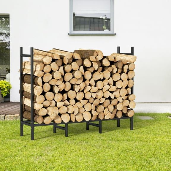 4FT Firewood Log Rack Outdoor Heavy Duty Metal Fire Wood Holder Adjustable