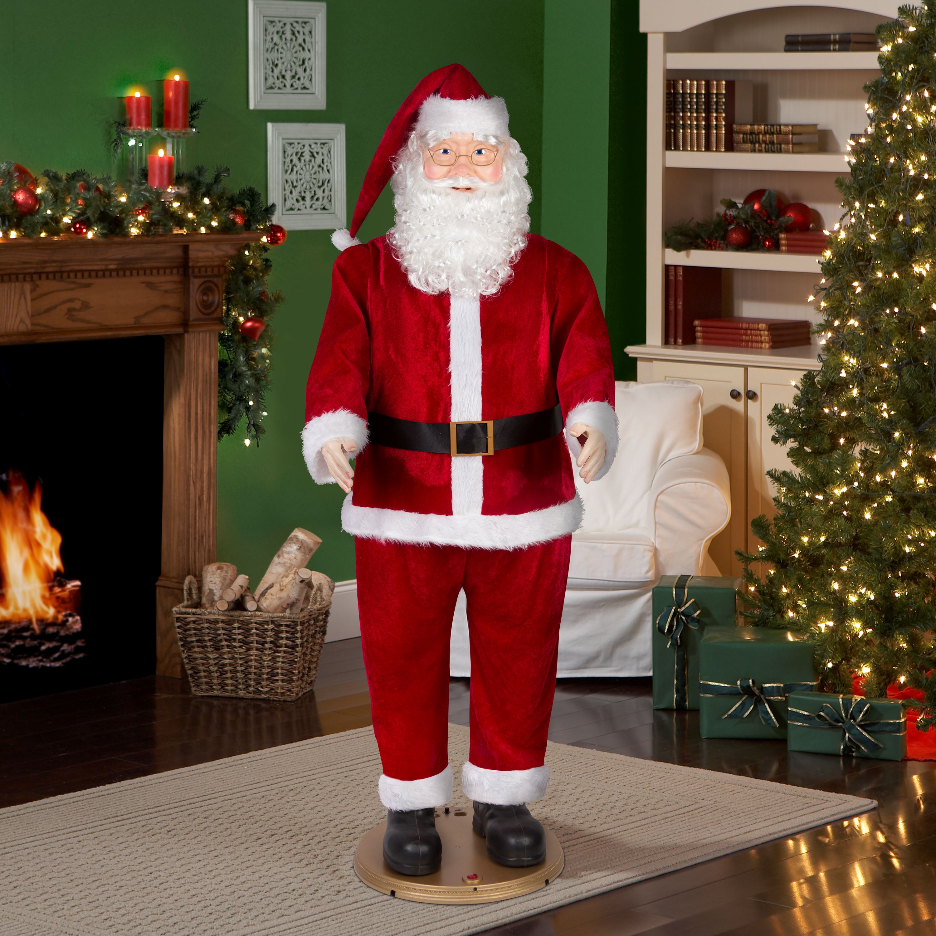 ⑫Firehouse / Dance Hall Christmas Holiday Time Animated Santa Claus Christmas Décor 30.71 in x