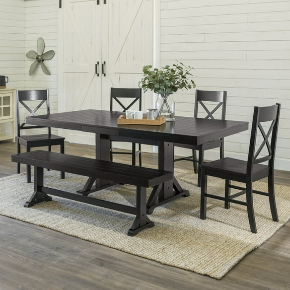 Walker Edison Traditional 6-Piece Dining Set, Antique Black