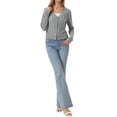 thumbnail image 2 of INSPIRE CHIC Women's Long Sleeve Button Down Knit Sweater Hollow Out V Neck Cropped Cardigans S Gray, 2 of 6