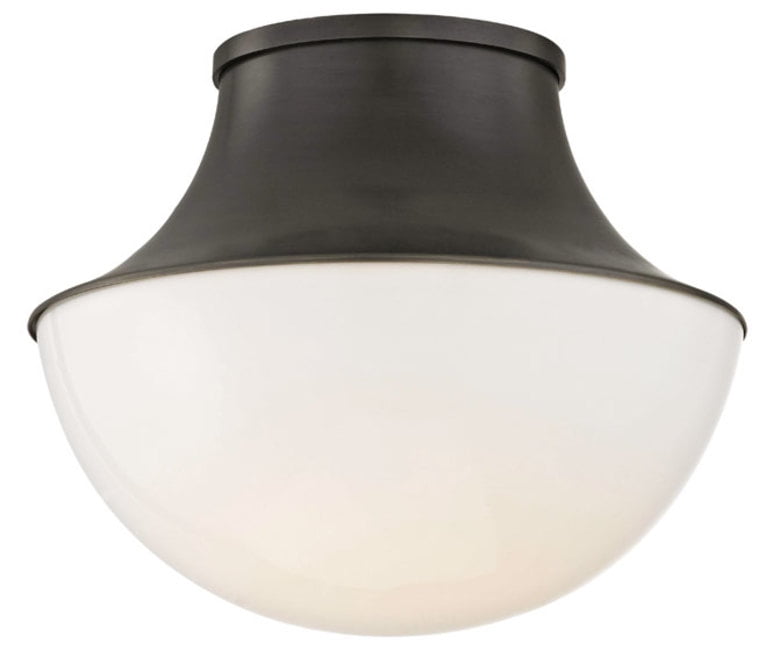 Lettie 9" Old Bronze LED Flush Mount with White Glass Bowl