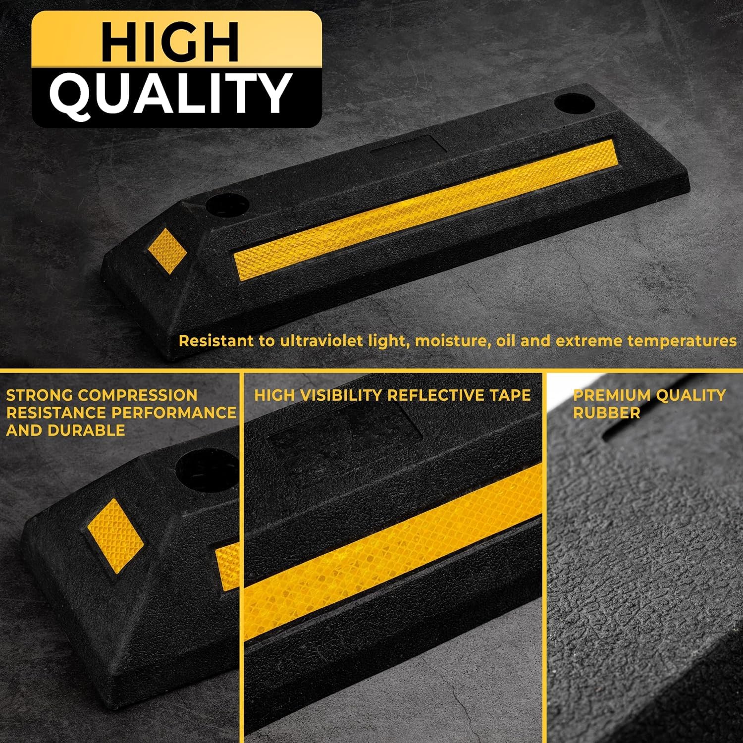 Mescukay 2pcs Rubber Garage Parking Curb, Curb Wheel Stopper, Garage Specific Wheel Locator, Reverse Collision and Anti Retreat Device
