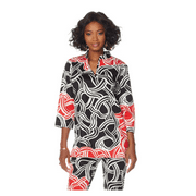 N Natori Twisted Medallion Printed Stretch Cotton Sateen Tunic, Small