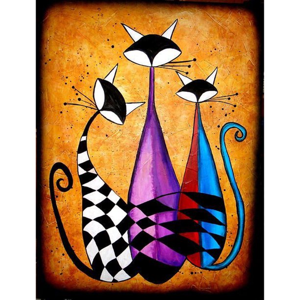 Taladro Pintura Diamante (DE2949) 5D DIY Completo Tres Gatos Punto de Cruz Kit de Mosaico Decoración 30x40cm FLhrweasw Nuevo