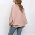 thumbnail image 4 of Women's Oversized Crewneck Sweater Batwing Puff Long Sleeve Cable Slouchy Pullover Jumper Tops, 4 of 4