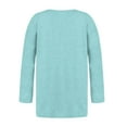 thumbnail image 4 of Womens Plus Size Tops Long Sleeve Round Neck Solid Button Comfortable Blouse Sky Blue XL, 4 of 5