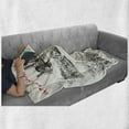 thumbnail image 6 of American Soft Flannel Fleece Blanket, Hand Drawn USA Map Nostalgic Landscapes Skyscrapers Cowboy with Horse Metropolis, Cozy Plush for Indoor and Outdoor Use, 70" x 90", Black White, by Ambesonne, 6 of 6