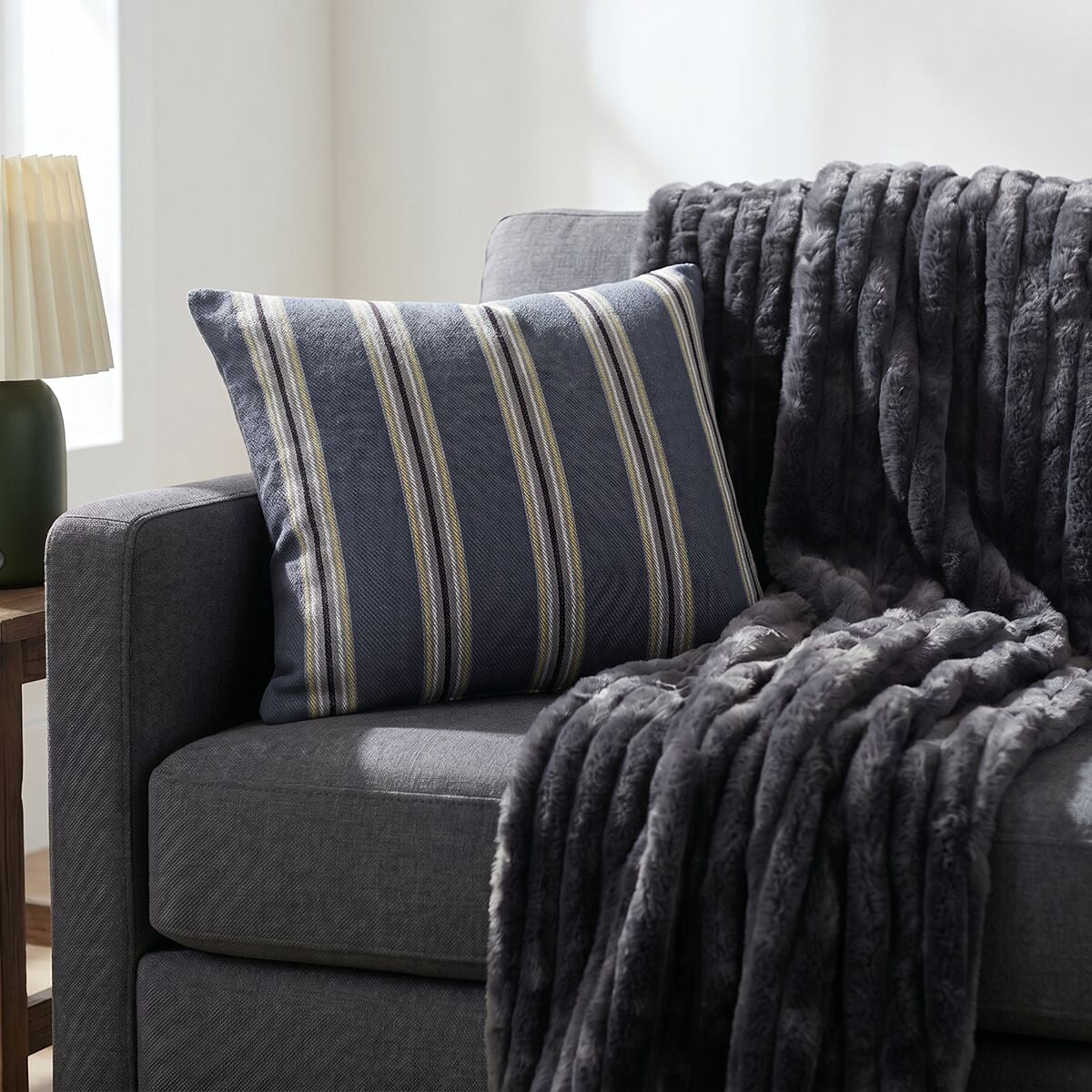 Mainstays 18" x 18" Grey Stripe Decorative Pillow