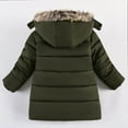 thumbnail image 4 of Zwiiyzr Kids Boys Faux top Collar Hooded Padded Coat Windproof Children Cute Trendy Solid Winter Hoodie Keep Warm Cotton Clothes Thick Coat Baby Winter Clothes Olive Green, 4 of 9
