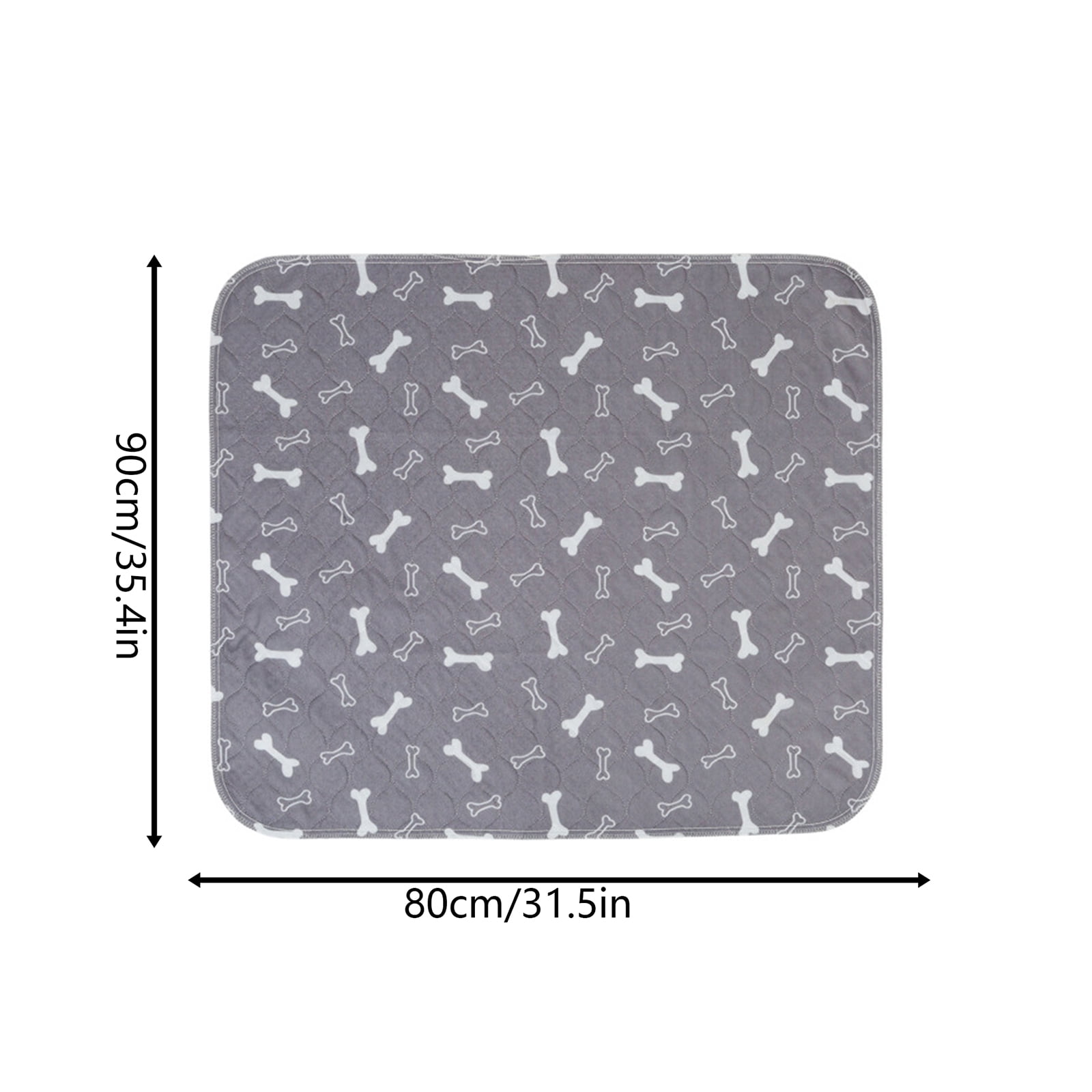 Dog Washable Pee Pads, 32X36 In, Gray Bone Print, Mat for Under Dog Crate, Puppy Training Pads, Travel Use, 1 Pc