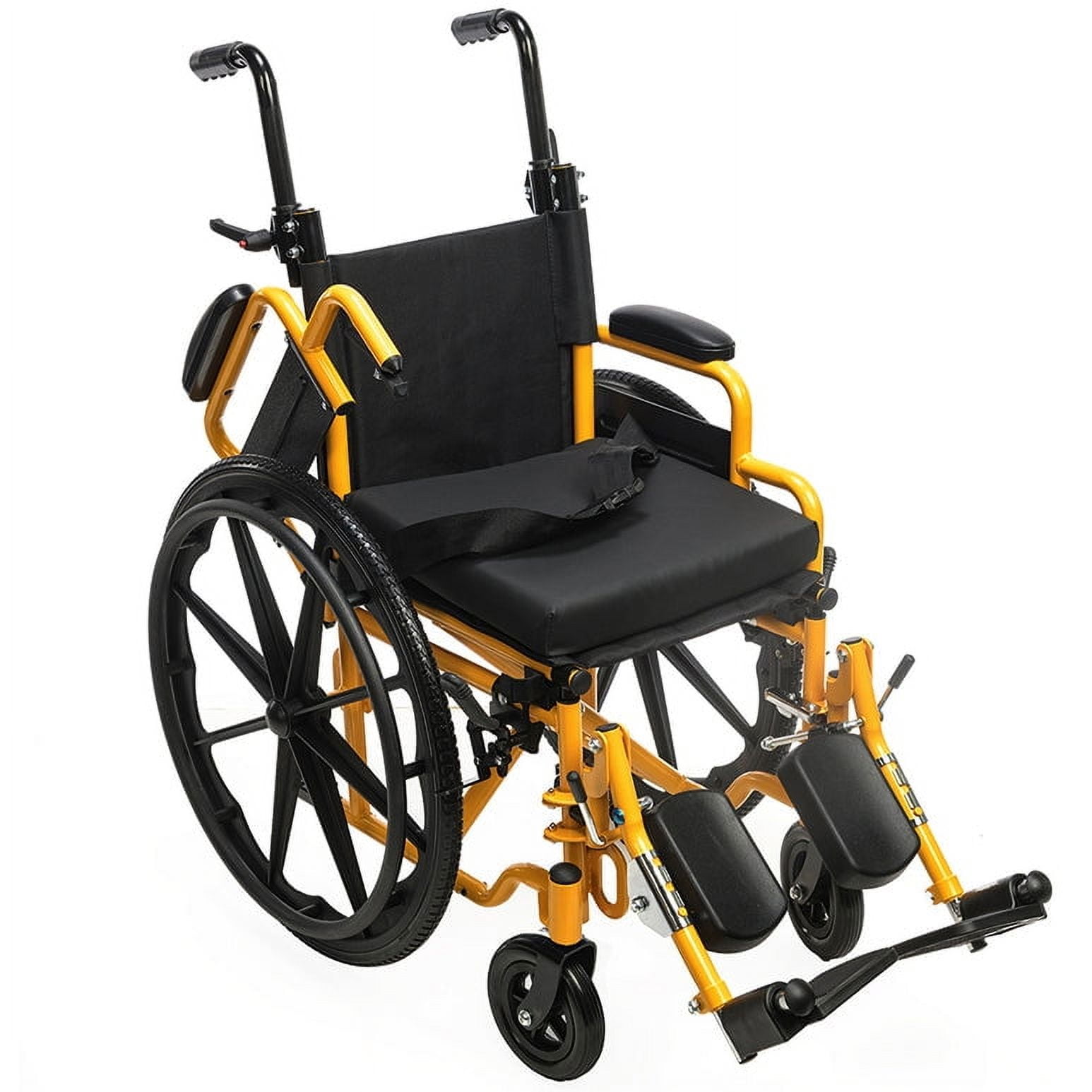 Smilez Pediatric Wheelchair Fun Lightweight Foldable Kids Wheelchair with Cushion Seat, Seat Belt and Anti-Tippers Included