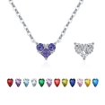 thumbnail image 1 of Heshpaws 925 collar en forma de corazón de plata esterlina, collar colgante de plata esterlina de Zirconia 5a de doble cara, regalo de Navidad para el aniversario de la mujer, con caja de regalo, 1 of 1