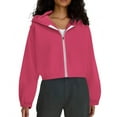 thumbnail image 2 of Yangnuo Womens Cropped Fashion Solid Color Sweatshirts Women's Fashion Loose Long Sleeve Pullover Hoodie Sweatshirt Fleece Jacket Coat, 2 of 5