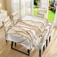 thumbnail image 3 of TSOVTHRID Beige Marble Print Tablecloth Chair Cover Set, Washable Table Cloth with Parsons Chair Slipcovers Protective Set of 4 for Home Restaurant Banquet (5 PCS), 3 of 7