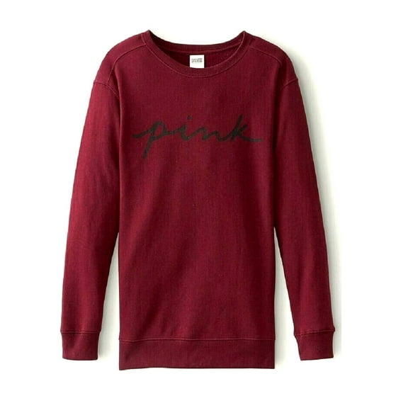 Victoria's Secret Pink Everyday Lounge Campus Sweatshirt Crew Neck Color Wine Size Large New