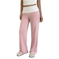 thumbnail image 2 of Lounge Yoga Pants for Women Fold Over Low Waist Wide Leg Sweatpants Flare Leggings Bell Bottoms Y2K Foldover Pants Pink XL, 2 of 4