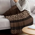 thumbnail image 3 of Animal Print Blanket Soft Cozy Warm Throw Blanket for Couch, Plush Fuzzy Flannel Fleece Blankets for Sofa, Abstract Leopard Zebra Skin Texture Brown Bed Blankets Lightweight Gifts for Women, 50"x60", 3 of 9