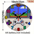 thumbnail image 3 of 10-inch 2D flat "Game Pixels" theme wooden circular silent wall clock, suitable for modern home art decoration, wall decoration, it is an ideal gift for festivals and birthdays, 3 of 7