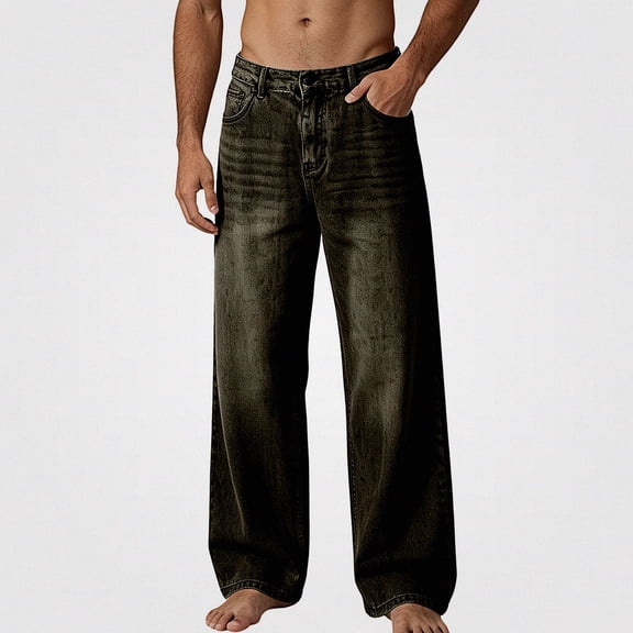 HOMADLES Men's Wide Leg Jeans Loose Fit Stretch Soft Casual Pants Side Pocket Fashion Pants Navy Size XL