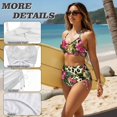 thumbnail image 5 of Garronmavis Women's Bikini Set Tummy Control High Waisted Swimsuits Tropical Floral Leopard Twist Front Crisscross Tie Back Bathing Suit Swimwear 2 Piece, 5 of 6