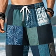 thumbnail image 5 of SGFCWSX Mens Harem Pants Patchwork Elastic Waist Drawstring Loose Boho Hippie Beach Casual Pants Navy Size 4XL, 5 of 5