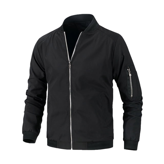 Chaqueta de cuello levantado de uniforme de béisbol informal a la moda para hombre, chaqueta de manga larga con bolsillo sólido y cremallera, abrigo Pompotops oipoqjl37972