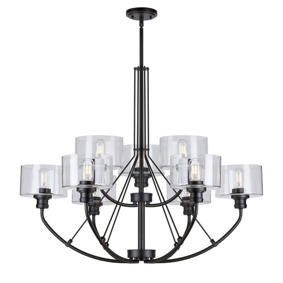 Zane 9-Light Black Chandelier with Clear Glass