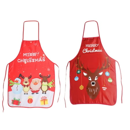 

2pcs Christmas Cartoon Kitchen Aprons Cooking Clothing Houseware Clothes