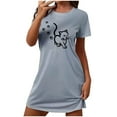 thumbnail image 2 of JDQJBZ Robe de Nuit Femme Manches Courtes Col Rond Imprimé devant Robe de Nuit Courte, 2 of 5
