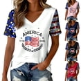 thumbnail image 5 of haizhen 250 Anniversary USA Shirt Women Summer V Neck Sparkly 250th Anniversary Flag Graphic Tees Patriotic 4th of July Shirts Women July 4th Tshirts Going Out Tops Red, L, 5 of 5