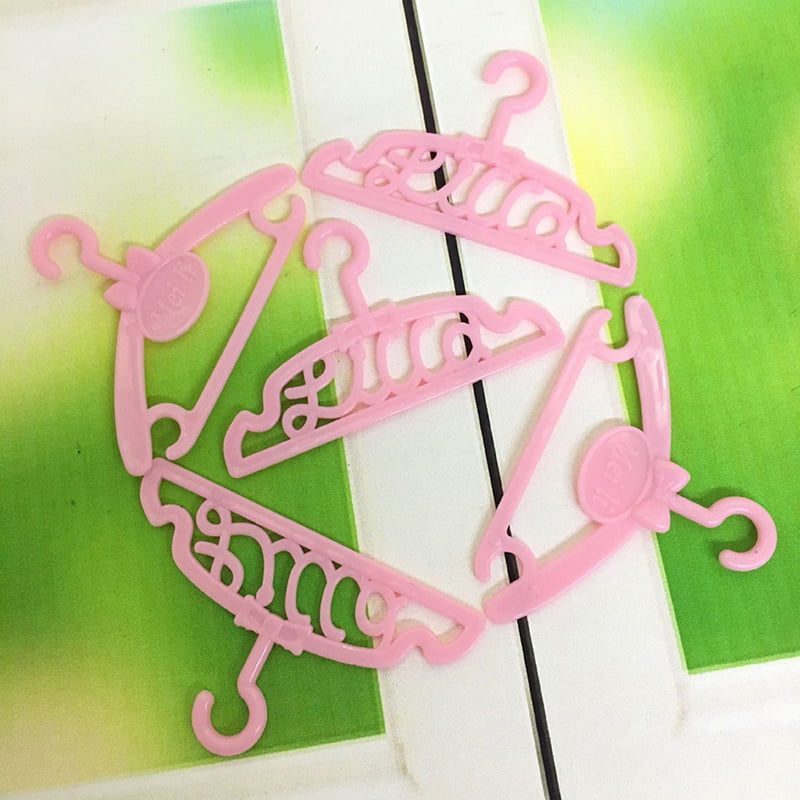 10Pcs pink plastic clothes dress hanger holders accessory for doll wardrobR_yk 