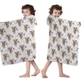 thumbnail image 4 of White Highland Cow Flower Pattern Hooded Bath Towel，50"x30" for Ages 3 To 12 Kids, Quick Dry Lightweight Soft Microfiber Hood Beach Towel Cover Up for Kids, 4 of 7