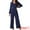 Dark Blue, variant on DARING DIVA Women's V Neck Long Sleeve High Waisted Wide Leg Jumpsuits L Dark Blue