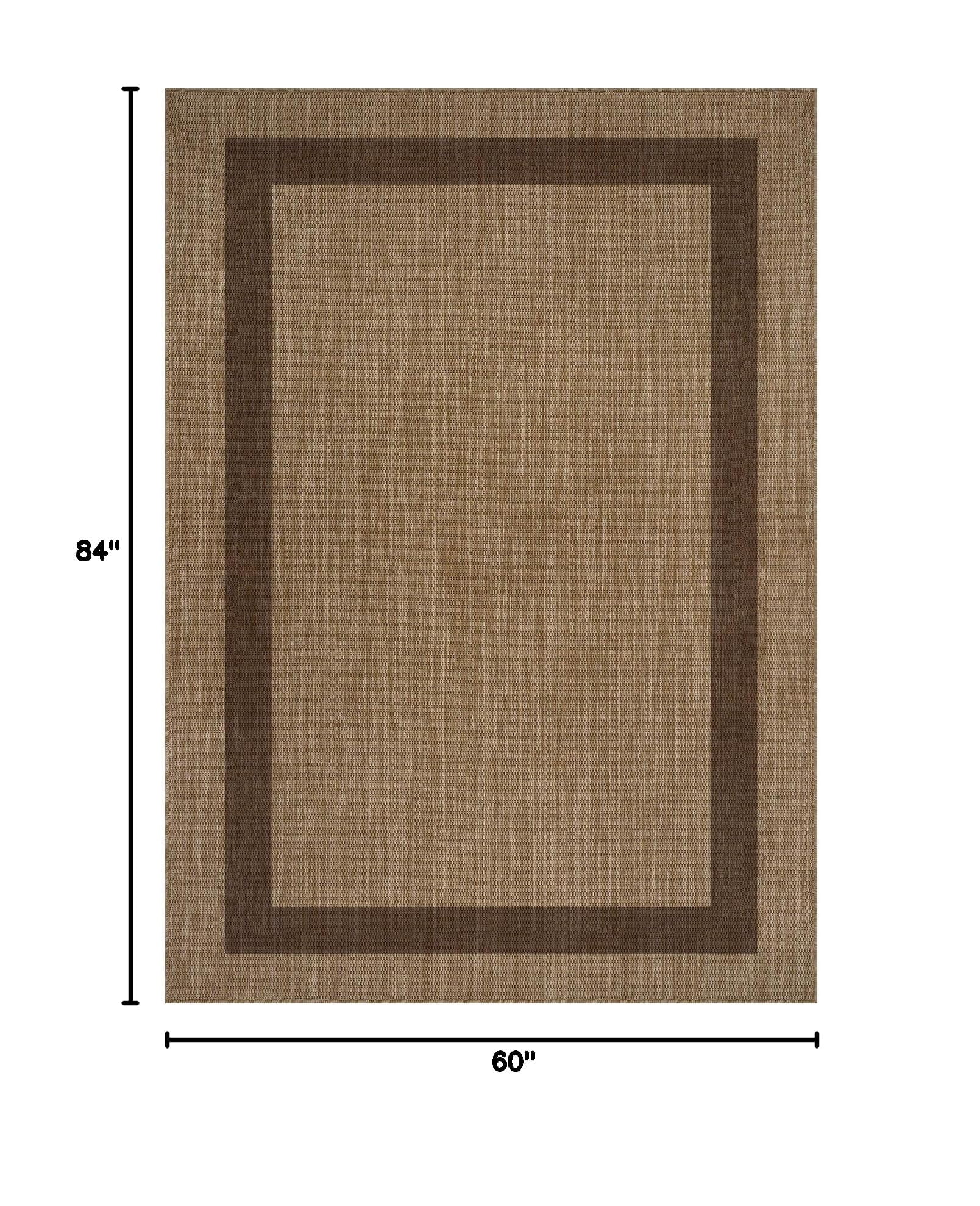 Outdoor Rug 5x7 - Modern Outside Rugs For Patios Porches Waterproof Durable Washable Non-shedding  Easy-to-clean Indoor Area Carpet (5 X 7 Bordered Jute)