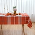 thumbnail image 2 of Orange Fall Plaid Tablecloth Thanksgiving 60"x120" Rectangle/Oblong Table Cloth - Autumn Harvest Buffalo Plaid Polyester Table Cover Reusable Water Resistant for Outdoor Holiday Party Picnic, 2 of 8