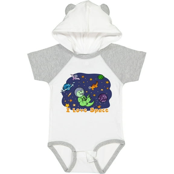 Inktastic I Love Space Cute Dinos and Planets Boys or Girls Baby Bodysuit