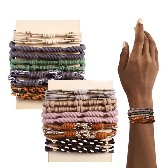 VANIDO Elastic Hair Ties for Women 20Pcs Boho Hair Ties Bracelets for Girls Thick Hair/Ponytail Holders No Damage Rubber Hair Band