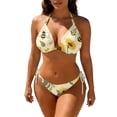 thumbnail image 2 of Two Piece Swimsuit for Women, Full Coverage Bikini, Womens Bikini Swimsuits, Swimsuit Bikini, Women's Halter Bikini Set Triangle Top String Swimwear Two Piece Swimsuits Cheeky Bathing Suit, Yellow L, 2 of 5