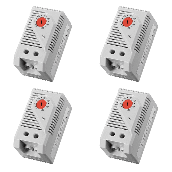 4X Mechanical Thermostat, KTO011 0-60Celsius Adjustable Compact Normally Close(C) Temperature Controller Switch,Red
