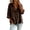 Brown, variant on Kinrui Womens Casual Button Down Shirts Loose Long Sleeve Deep V Neck Collarless Plain Blouses Business Office Tunic Tops Blue S