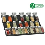 Koovon Spice Rack Tray, Plastic Spice Organizer Drawer for Kitchen Drawer Cabinet, Black